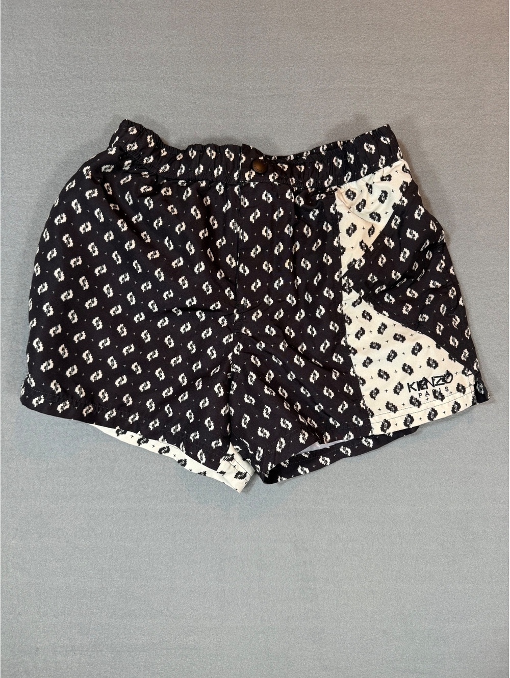KENZO Paris Men's Black and White Patterned Swim Shorts Size XS